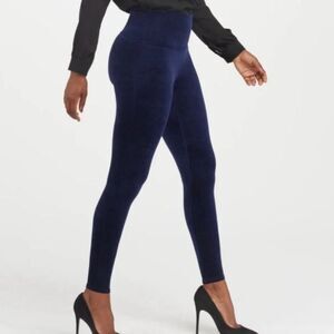 Spanx Blue Velvet Leggings Womens XL EUC Color Lapis